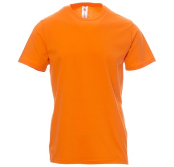 KOSZULKA T-SHIRT KRÓTKI RĘKAW PRINT - POMARAŃCZOWY