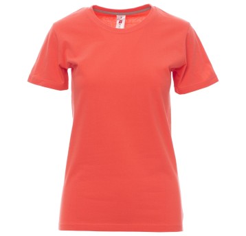 KOSZULKA T-SHIRT KRÓTKI RĘKAW SUNSET LADY - ŻYWY KORALOWY