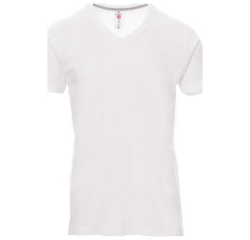 KOSZULKA T-SHIRT KRÓTKI RĘKAW V-NECK - BIAŁY