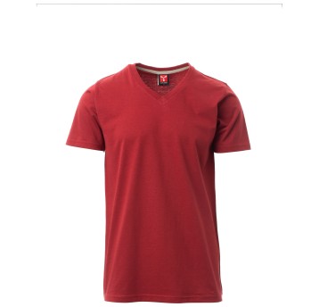 KOSZULKA T-SHIRT KRÓTKI RĘKAW V-NECK - BORDOWY