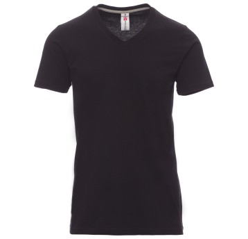KOSZULKA T-SHIRT KRÓTKI RĘKAW V-NECK - CZARNY