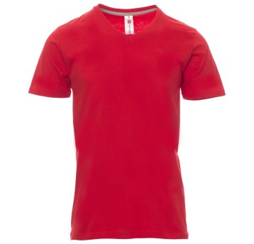 KOSZULKA T-SHIRT KRÓTKI RĘKAW V-NECK - CZERWONY