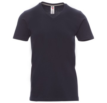 KOSZULKA T-SHIRT KRÓTKI RĘKAW V-NECK - GRANATOWY