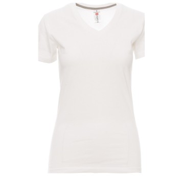 KOSZULKA T-SHIRT KRÓTKI RĘKAW V-NECK LADY - BIAŁY