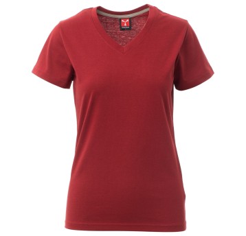 KOSZULKA T-SHIRT KRÓTKI RĘKAW V-NECK LADY - BORDOWY