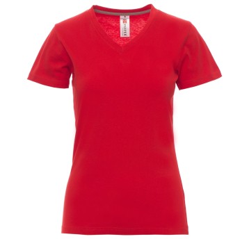 KOSZULKA T-SHIRT KRÓTKI RĘKAW V-NECK LADY - CZERWONY