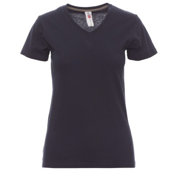 KOSZULKA T-SHIRT KRÓTKI RĘKAW V-NECK LADY - GRANATOWY