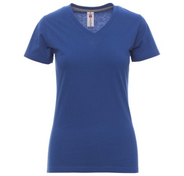 KOSZULKA T-SHIRT KRÓTKI RĘKAW V-NECK LADY - KRÓLEWSKI NIEBIESKI