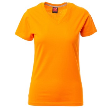 KOSZULKA T-SHIRT KRÓTKI RĘKAW V-NECK LADY - POMARAŃCZOWY