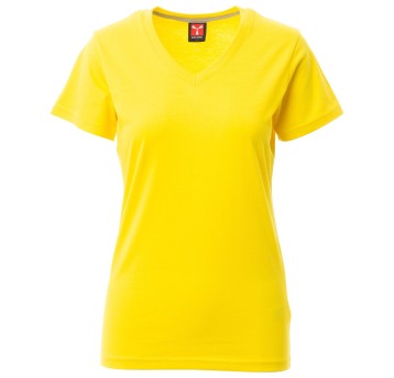 KOSZULKA T-SHIRT KRÓTKI RĘKAW V-NECK LADY - ŻÓŁTA