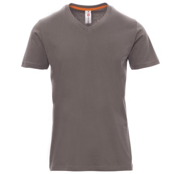 KOSZULKA T-SHIRT KRÓTKI RĘKAW V-NECK - ZADYMIONY