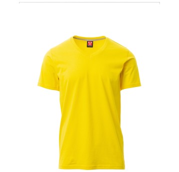 KOSZULKA T-SHIRT KRÓTKI RĘKAW V-NECK - ŻÓŁTA