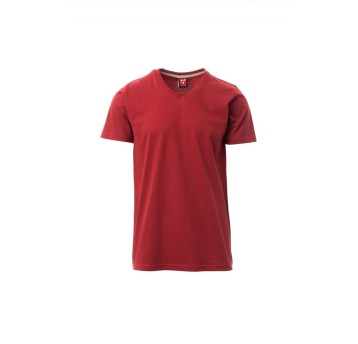 KOSZULKA T-SHIRT MĘSKA V-NECK - BORDOWY