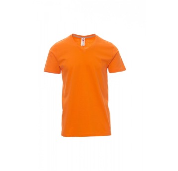 KOSZULKA T-SHIRT MĘSKA V-NECK - POMARAŃCZOWY