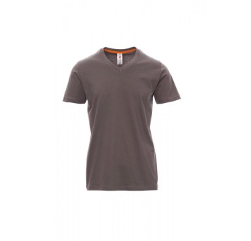 KOSZULKA T-SHIRT MĘSKA V-NECK - ZADYMIONY
