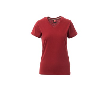 KOSZULKA T-SHIRT SEREK DAMSKA V-NECK LADY - BORDOWY