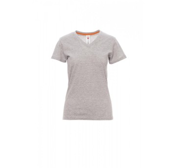 KOSZULKA T-SHIRT SEREK DAMSKA V-NECK LADY MELANGE - SZARY MELANŻ
