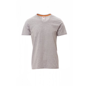 KOSZULKA T-SHIRT SEREK MĘSKA V-NECK MELANGE - SZARY MELANŻ