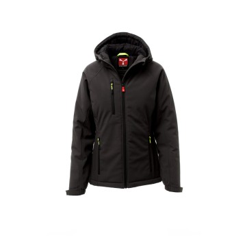 KURTKA OCIEPLANA SOFTSHELL Z KAPTUREM DAMSKA GALE PAD LADY - CZARNY/CZARNY