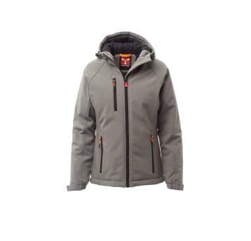 KURTKA OCIEPLANA SOFTSHELL Z KAPTUREM DAMSKA GALE PAD LADY - ZADYMIONY/CZARNY