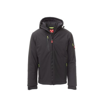 KURTKA OCIEPLANA SOFTSHELL Z KAPTUREM MĘSKA CREEK PAD - ANTRACYTOWY/CZARNY