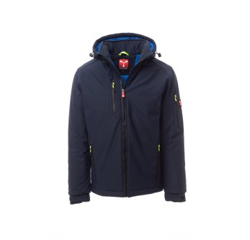 KURTKA OCIEPLANA SOFTSHELL Z KAPTUREM MĘSKA CREEK PAD - GRANATOWY/KRÓLEWSKI NIEBIESKI
