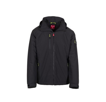 KURTKA OCIEPLANA SOFTSHELL Z KAPTUREM MĘSKA CREEK PAD ULTRALITE - ANTRACYTOWY/CZARNY