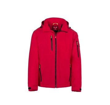 KURTKA OCIEPLANA SOFTSHELL Z KAPTUREM MĘSKA CREEK PAD ULTRALITE - CZERWONY/CZARNY