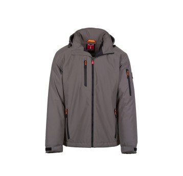 KURTKA OCIEPLANA SOFTSHELL Z KAPTUREM MĘSKA CREEK PAD ULTRALITE - ZADYMIONY/CZARNY