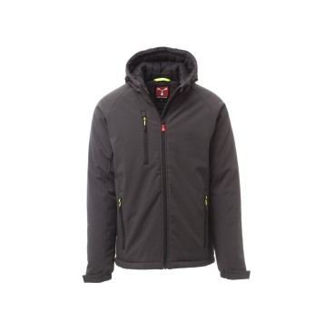KURTKA OCIEPLANA SOFTSHELL Z KAPTUREM MĘSKA GALE PAD - ANTRACYTOWY/CZARNY