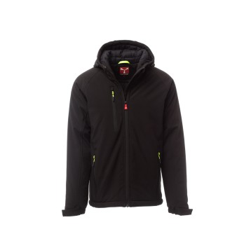 KURTKA OCIEPLANA SOFTSHELL Z KAPTUREM MĘSKA GALE PAD - CZARNY/CZARNY