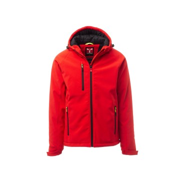 KURTKA OCIEPLANA SOFTSHELL Z KAPTUREM MĘSKA GALE PAD - CZERWONY/CZARNY