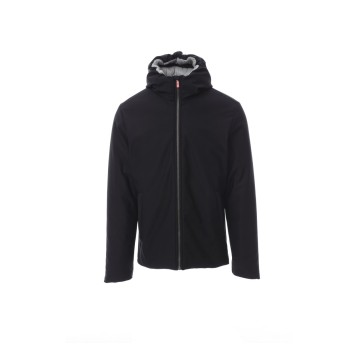 KURTKA OCIEPLANA SOFTSHELL Z KAPTUREM MĘSKA OREGON - CZARNY/SZARY STALOWY