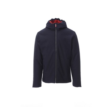 KURTKA OCIEPLANA SOFTSHELL Z KAPTUREM MĘSKA OREGON - GRANATOWY/CZERWONY