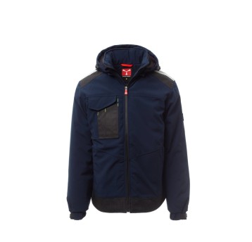 KURTKA OCIEPLANA SOFTSHELL Z KAPTUREM MĘSKA PERFORMER PAD - GRANATOWY/CZARNY