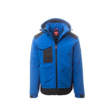 KURTKA OCIEPLANA SOFTSHELL Z KAPTUREM MĘSKA PERFORMER PAD - KRÓLEWSKI NIEBIESKI/CZARNY