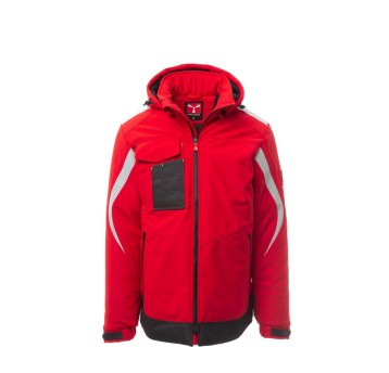 KURTKA OCIEPLANA SOFTSHELL Z KAPTUREM MĘSKA WONDER PAD - CZERWONY/CZARNY