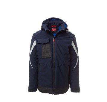 KURTKA OCIEPLANA SOFTSHELL Z KAPTUREM MĘSKA WONDER PAD - GRANATOWY/KRÓLEWSKI NIEBIESKI