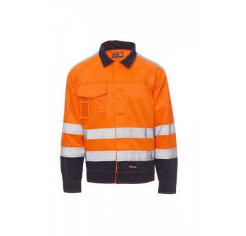 KURTKA ODBLASKOWA MĘSKA SAFE HI-VI WINTER - POMARAŃCZOWY FLUO/GRANATOWY