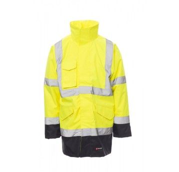 KURTKA ODBLASKOWA PRZECIWDESZCZOWA DŁUGA 4W1 MĘSKA DOCKYARD - ŻÓŁTY FLUO/GRANATOWY