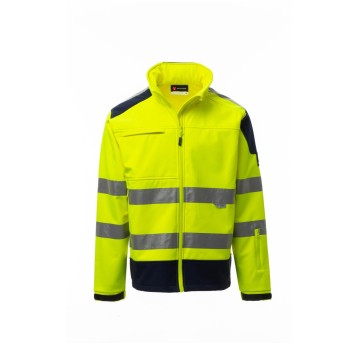KURTKA ODBLASKOWA SOFTSHELL MĘSKA SCREEN - ŻÓŁTY FLUO/GRANATOWY