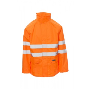 KURTKA PRZECIWDESZCZOWA ODBLASKOWA MĘSKA HURRICANE-JACKET - POMARAŃCZOWY FLUO