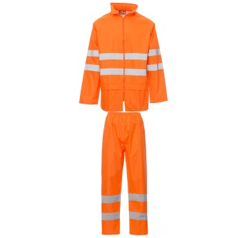KURTKA PRZECIWDESZCZOWA OSTRZEGAWCZA HIVIS HI-VI RAINSET - POMARAŃCZOWY FLUO