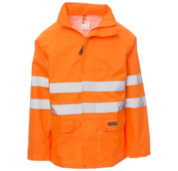 KURTKA PRZECIWDESZCZOWA OSTRZEGAWCZA HIVIS HURRICANE-JACKET - POMARAŃCZOWY FLUO
