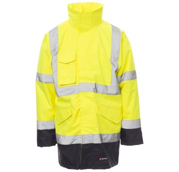 KURTKA ROBOCZA OSTRZEGAWCZA HIVIS DOCKYARD - ŻÓŁTY FLUO-GRANATOWY