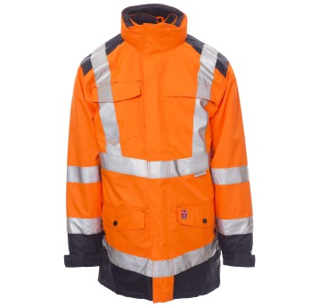 KURTKA ROBOCZA OSTRZEGAWCZA HIVIS HISAFE - POMARAŃCZOWY FLUO-GRANATOWY