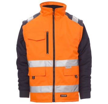 KURTKA ROBOCZA OSTRZEGAWCZA HIVIS HIWAY - POMARAŃCZOWY FLUO-GRANATOWY