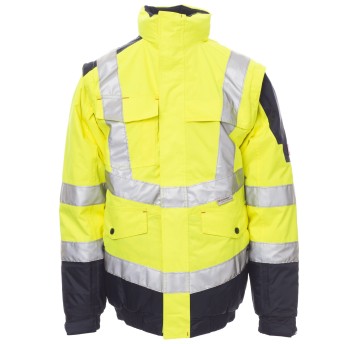 KURTKA ROBOCZA Z KAPTUREM INTERSTATE - ŻÓŁTY FLUO-GRANATOWY