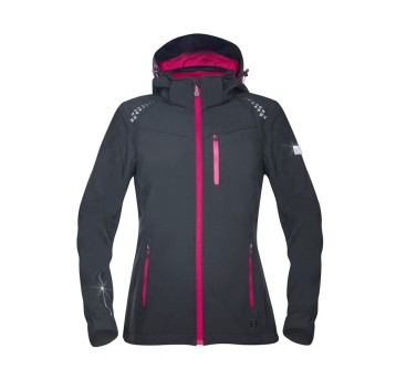 KURTKA SOFTSHELL FLORET DAMSKA - CZARNO-RÓŻOWY