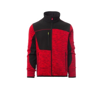 KURTKA SOFTSHELL MĘSKA TRAVEL - CZERWONY MELANŻ/CZARNY